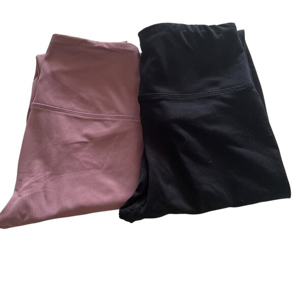 Bundle High-Waisted Yoga Leggings Bundle Black & Mauve Full Length Womens S - Picture 1 of 12